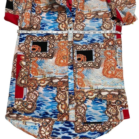 Christy & Co USA Made Women Multicolor Nautical Print Top Sz Sm Button Up NWOT - Picture 7 of 12